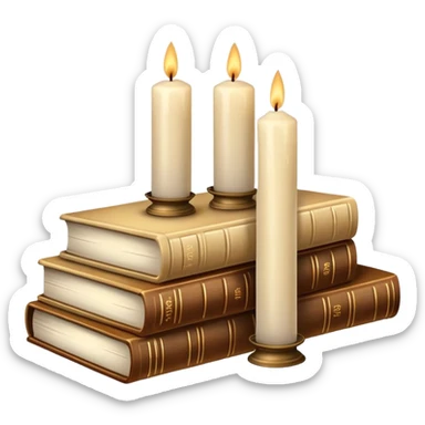 Realistic beige books with white candles  sticker