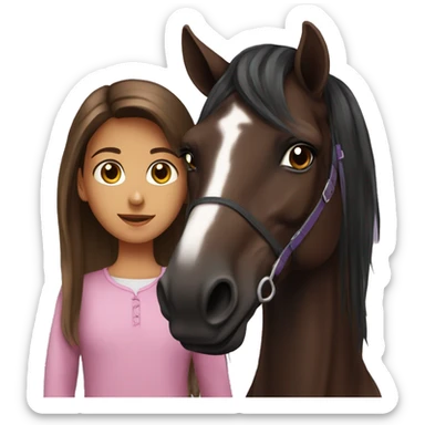 Dark brown arabian horse with girl sticker
