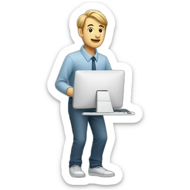 computer guy with really forward leaning posture sticker