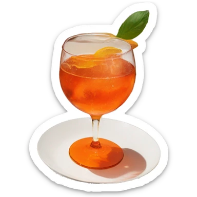 An aperol spritz next to plate of pasta sticker