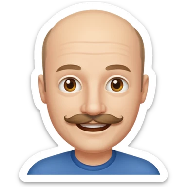 White man mustache balding sticker