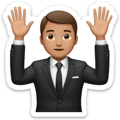 Hands up man meme put a suit on him with tie sticker