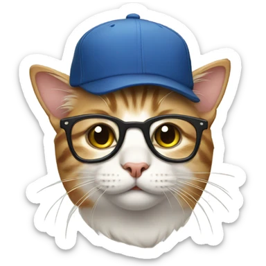 Cat with glasses and cap sticker