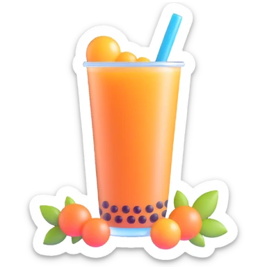 bubble tea with boba pearls sticker