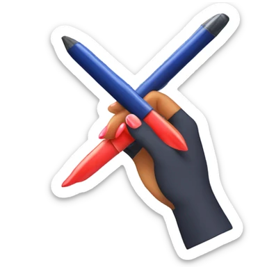 a hand with a red manicure holds a dark blue diary sticker