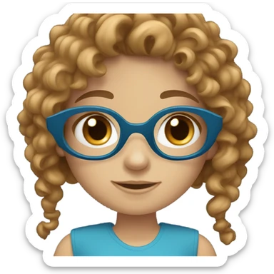 Curly Brown hair with blue eyes girl who is also tan sticker