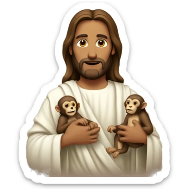 Jesus holding monkeys  sticker