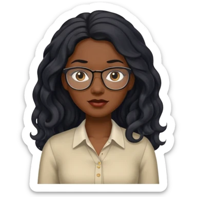 Black women teacher with black long  wavy hair chalkboard background and no eyeglasses sticker