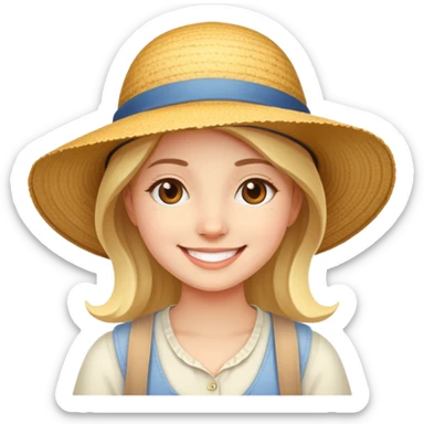 girl with a sunhat, smiling sticker