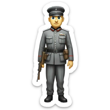 serious german soldier the middle of the XX century photorealistic gray uniform,  sticker