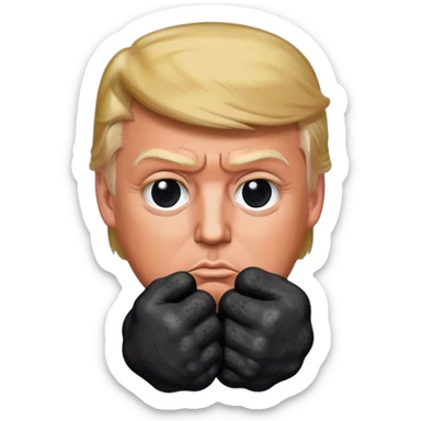 Trump holds coal in his hands photorealistic serious sticker