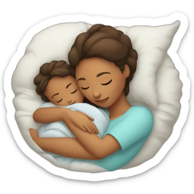 a mother sleeping with her child sticker