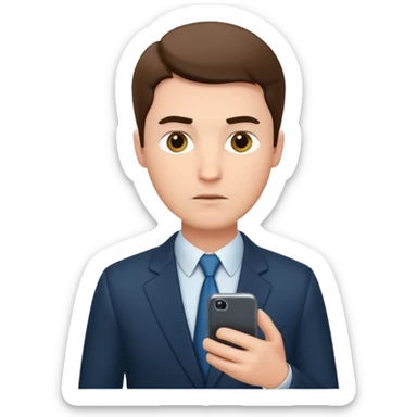 bussiness man using phone, looking to it sticker