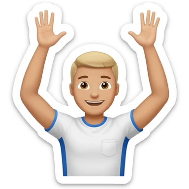 man raising his arms because of freedom sticker