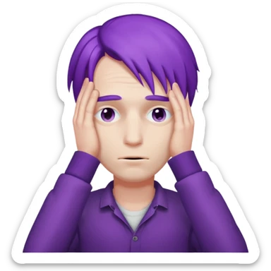 men with purple hair which cover eyes sticker