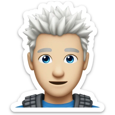spiky white hair blue eyed young strong man with pale skin sticker