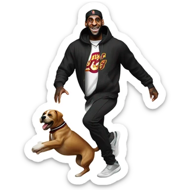 Lebron James dancing on a dog with a supreme hoodie  sticker
