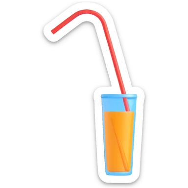 Make the image a simple bendy straw in microsoft fluent 3d emoji style with no background. sticker