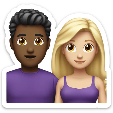 Blond hair and black hair with purple dress sticker