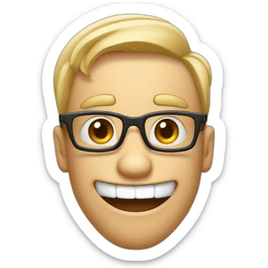 a goofy nerd, buck tooth, crossed eye sticker