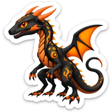 Badass edgy scaly Salandit-Houndoom-Litten-Zygarde-fusion-hybrid-animal-creature, full body sticker