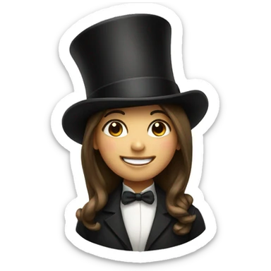 smiling girl in top hat sticker