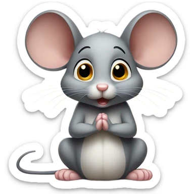 This cute-mouse hungry holding hands in prayer sticker