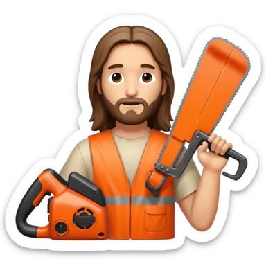 Jesus Christ with chainsaws instead of hands sticker