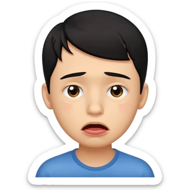 black haired boy portrait big lips crying  sticker