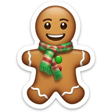 gingerbread man in a scarf sticker