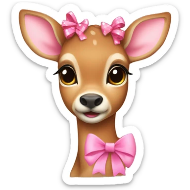fawn with pink bow  sticker