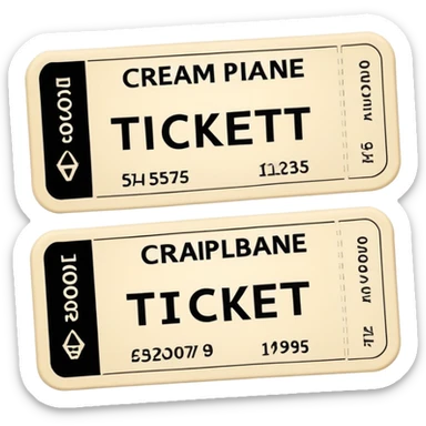 Two cream airplane tickets sticker