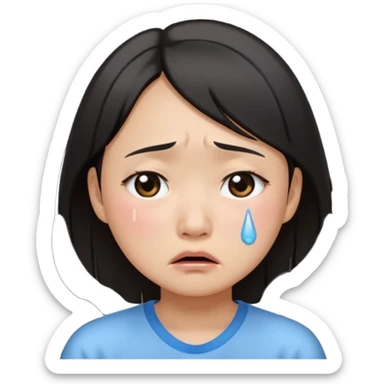 Crying asian girl with clean vibe sticker