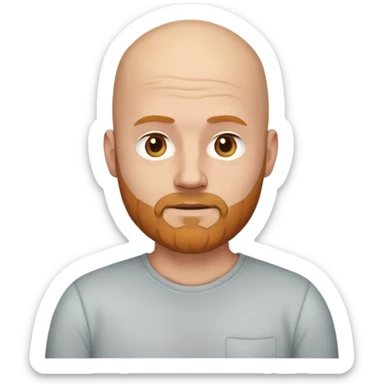 bald white male in his 40s with ginger and grey beard, wearing a plain shirt, emoji style, neutral expression sticker