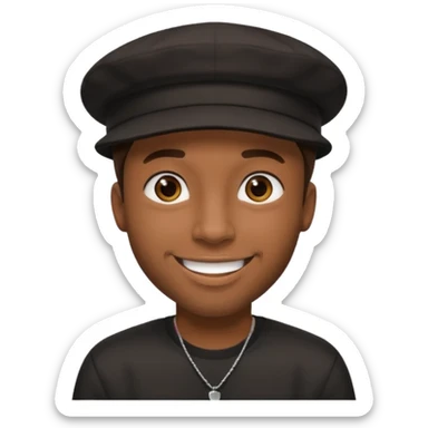 black guy wearing black backwards hat sticker