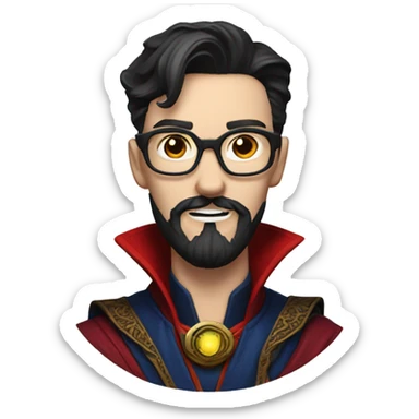 dr strange white skin with glasses and black beard sticker