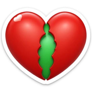 two hearts orbiting each other. one is red, the other is green sticker