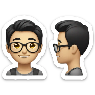 man-glasses-shortblackhair-kind-Chinese-smalleyes-smile-thumb sticker