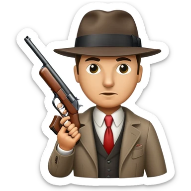 mafia gangster with tommy gun sticker
