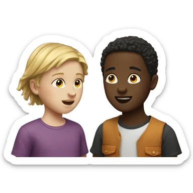 a conversation between two white children sticker