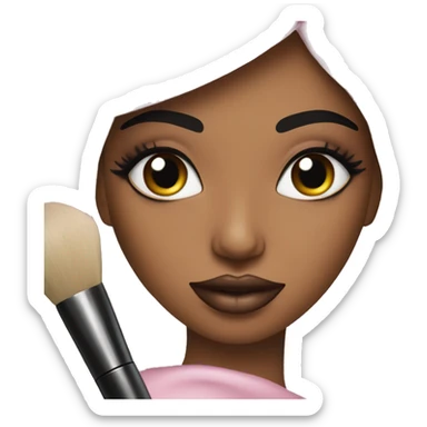 maquilladora hermosa con brochas de maquillaje sticker