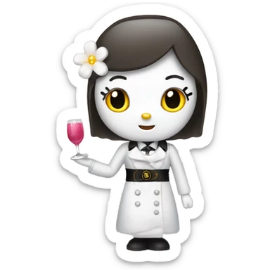 Hello kitty as an upscale server  sticker