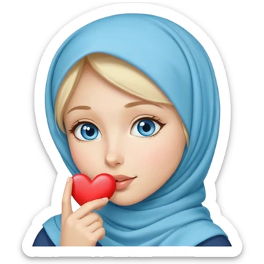 Hijab Girl with blond hair blue eyes beautiful finish and sending lovely heart kisses  sticker