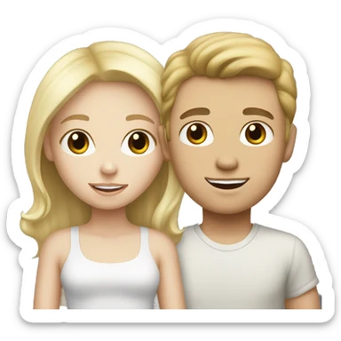 Blonde white girl and brunette white boy sticker