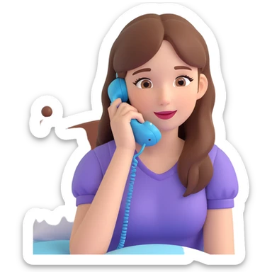 girl talking on phone bedroom background, close up pose sticker