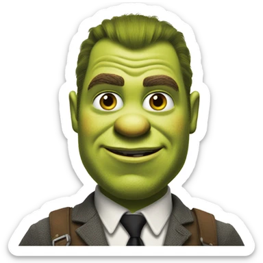 Shrek looking like a special agent ready to kill sticker