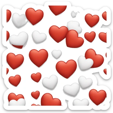 Combine red heart and white heart sticker