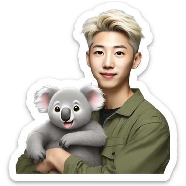 kim namjoon with koala sticker