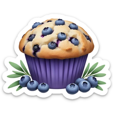 Blueberry muffin with lavender sprigs in it sticker