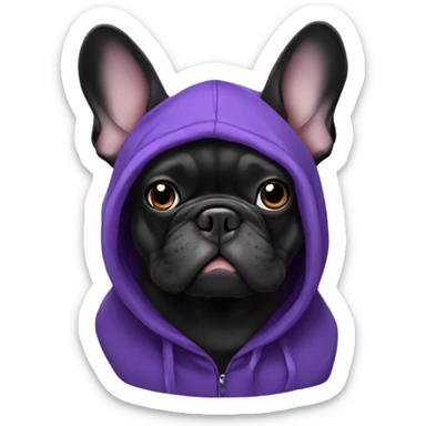 Purple french bulldog with black hoodie  sticker